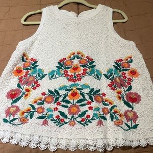 Lace crocheted embroidery tank top from Anthropologie